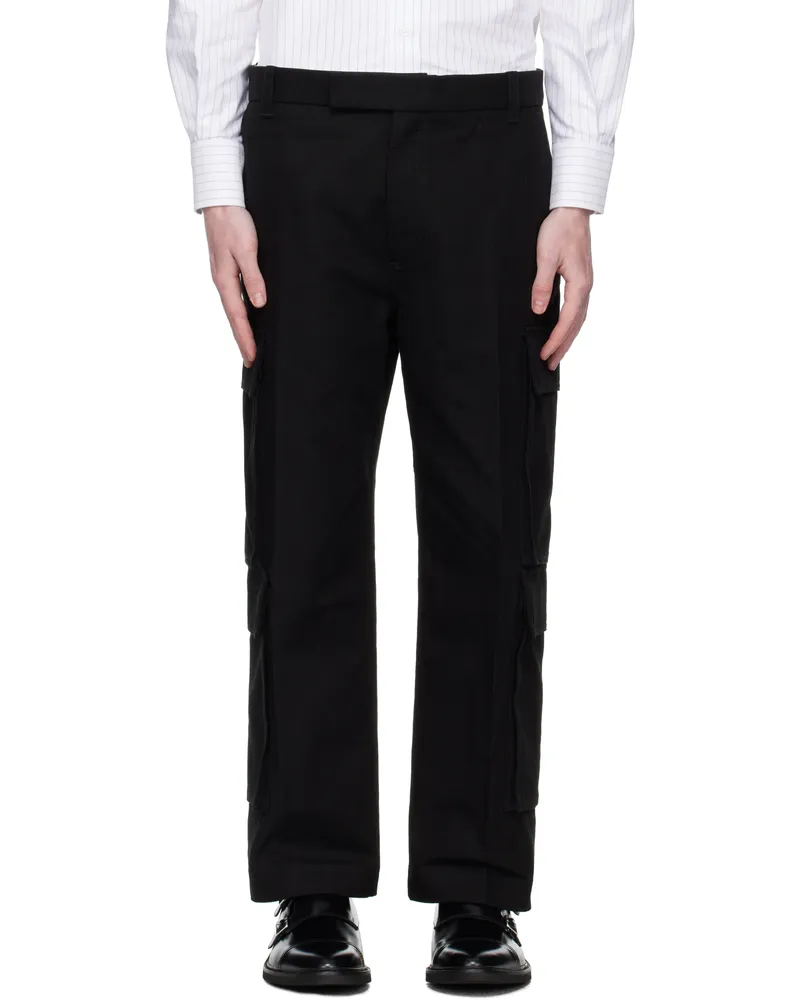 Thom Browne Black Washed Cotton Utility Chino Cargo Pants 001black
