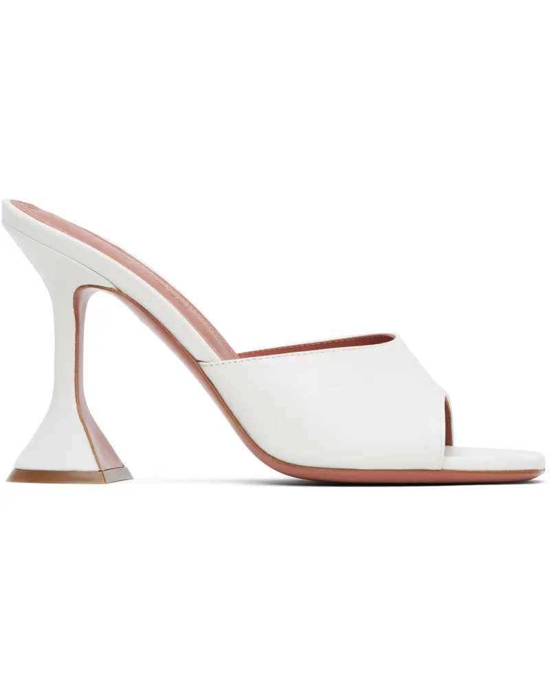 Amina Muaddi White Lupita Slipper Heeled Sandals White