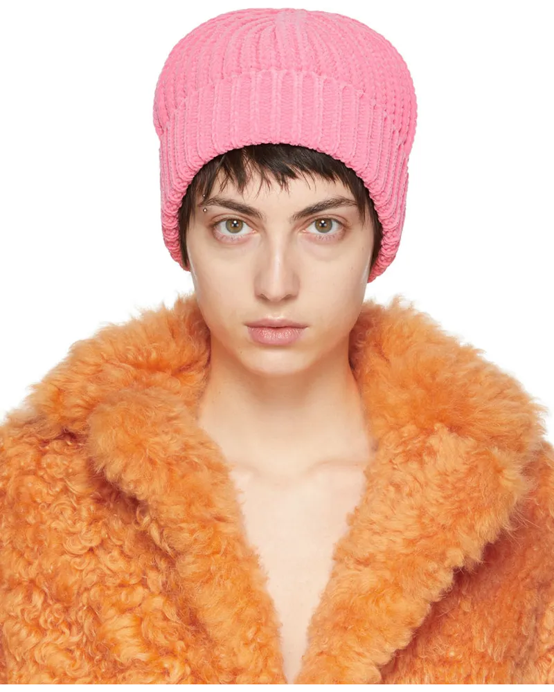 Bottega Veneta Pink Heavyweight Chenille Beanie Bubble