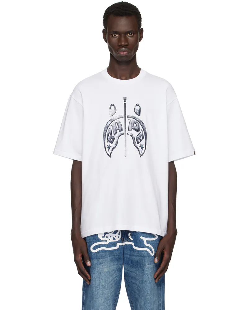 BAPE White Mad Shark Photo Print Relaxed Fit T-shirt Wht-white
