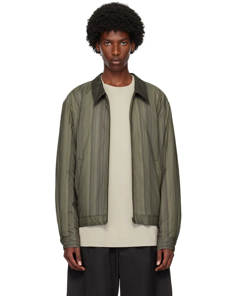 AMOMENTO Khaki Stripe Zip-Up Jacket Khaki