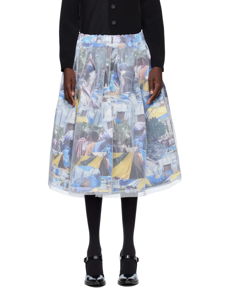Comme des Garçons Multicolor Nylon Tulle & Paper Midi Skirt 1