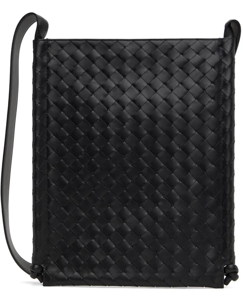 Bottega Veneta Black Large Flat Loop Pouch 8803-black-silver