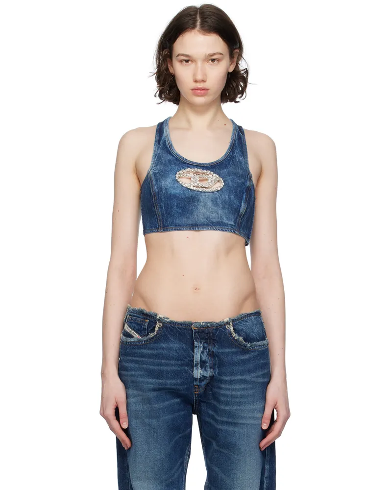 Diesel Blue De-Top-Fse Denim Tank Top 01