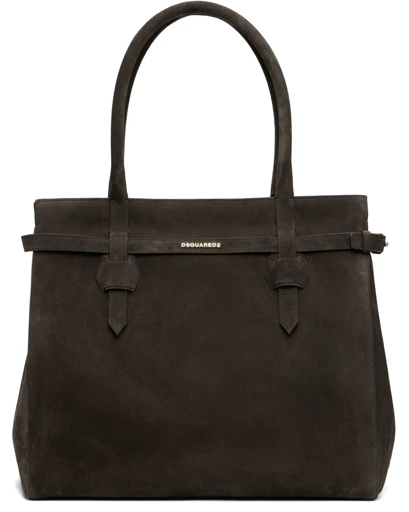 Dsquared2 Brown Twin Shopping Tote Dark