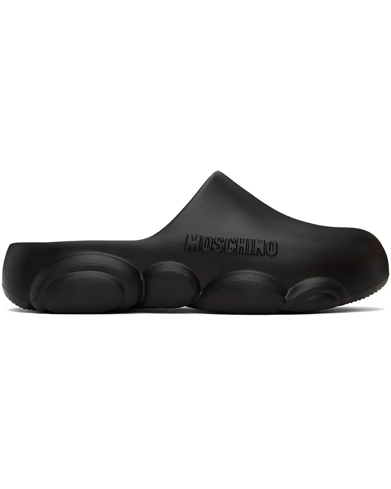 Moschino Black Teddy Sole Rubber Slippers 000