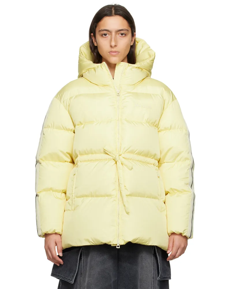 Palm Angels Yellow Belted Down Jacket Butter