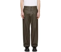 Brown Wide Faux-Leather Trousers