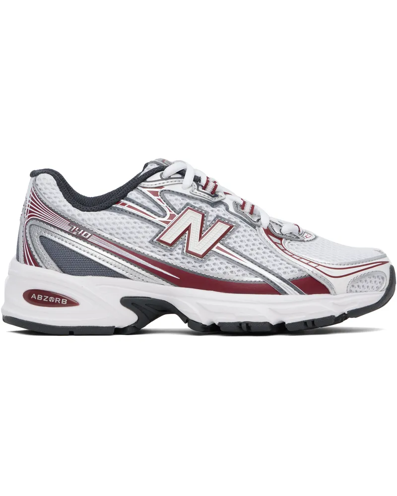 New Balance White & Burgundy 740 Sneakers Mercury