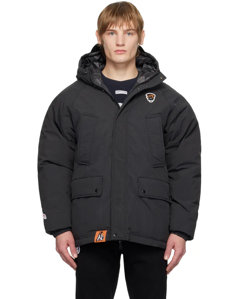 AAPE by A Bathing Ape Gray 'AAPE' Main Reversible Down Jacket Bkl