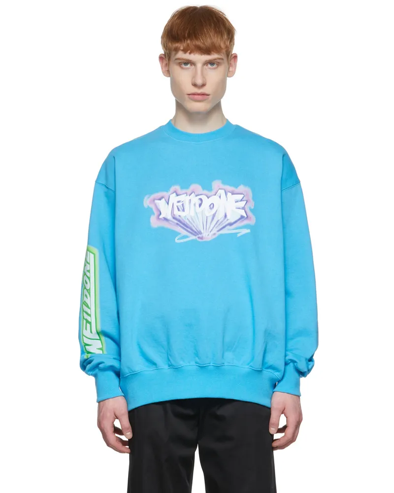 WE 11 DONE Blue Cotton Sweatshirt Blue