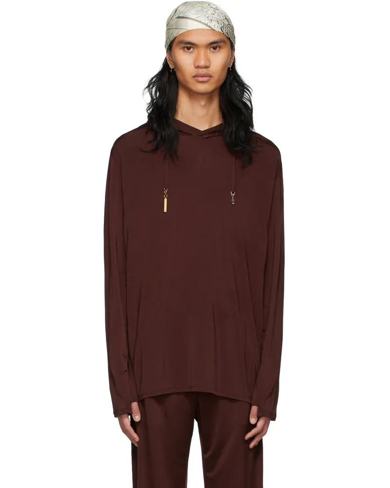 Marine Serre Brown Viscose Hoodie 08