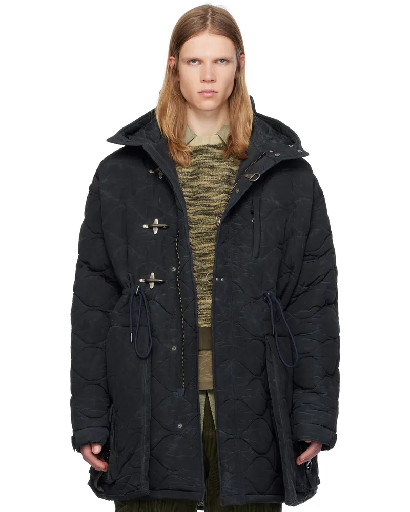 Andersson Bell Black Lace-Up Fishtail Coat Asphalt