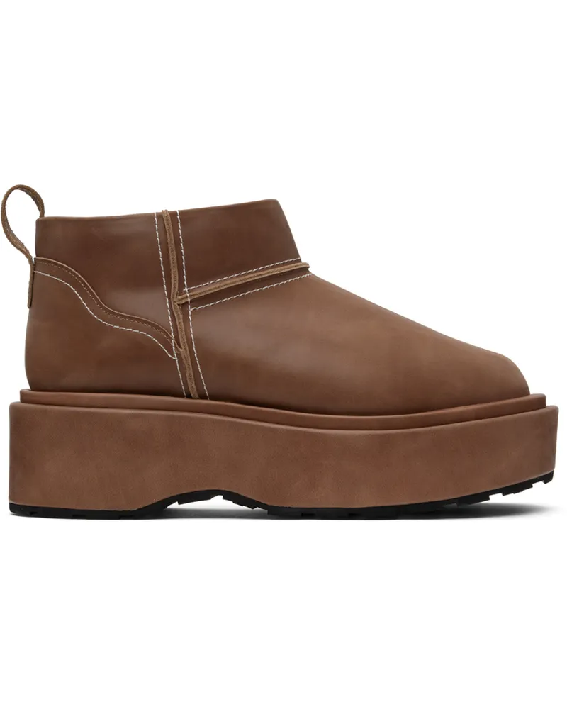 WE 11 DONE Brown Pull-Loop Boots Brown