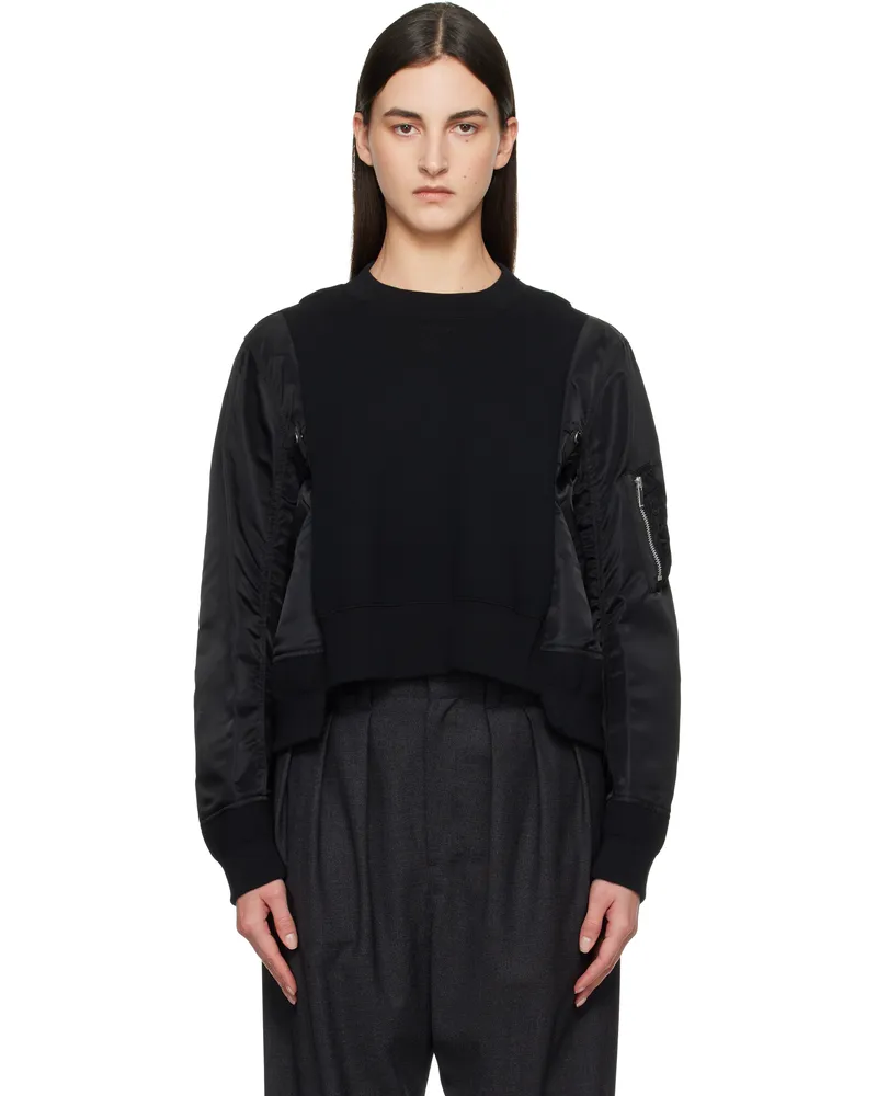 Sacai Black Sponge Sweat x Nylon Twill Sweatshirt 001