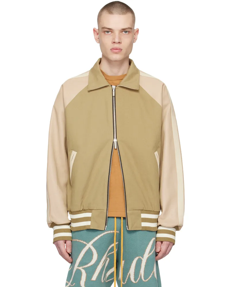 RHUDE Beige 'Rude Boys' Bomber Jacket Beige
