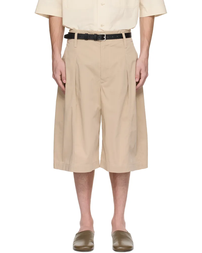 Christophe Lemaire Beige Maxi Pleated Bermuda Shorts Bg238