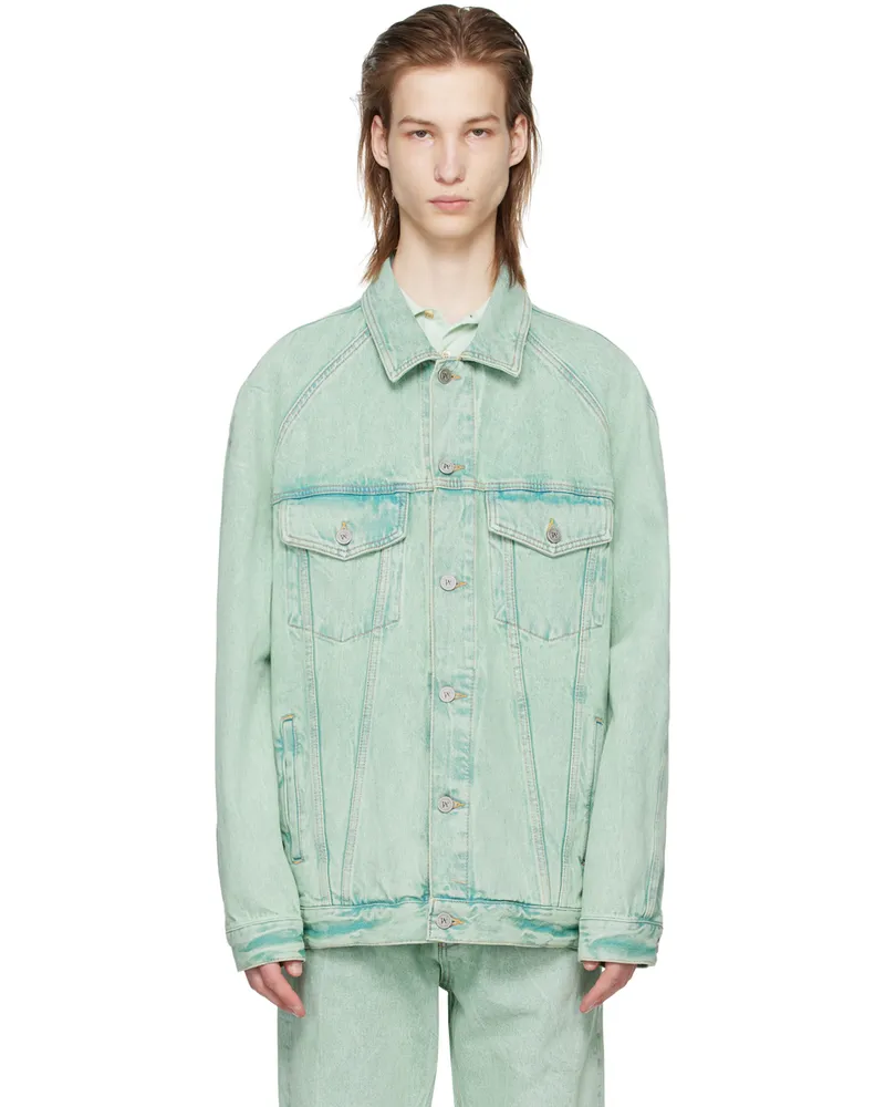 Palm Angels Green Overdye Denim Jacket Mint