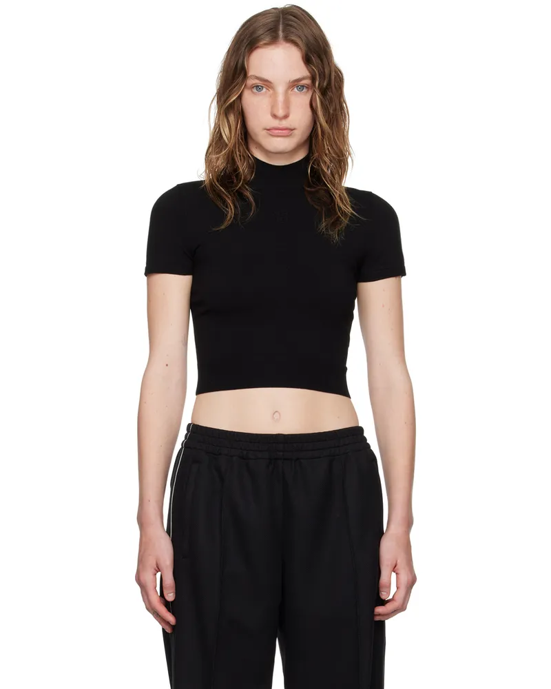 Alexander Wang Black Logo-Embossed T-Shirt Black