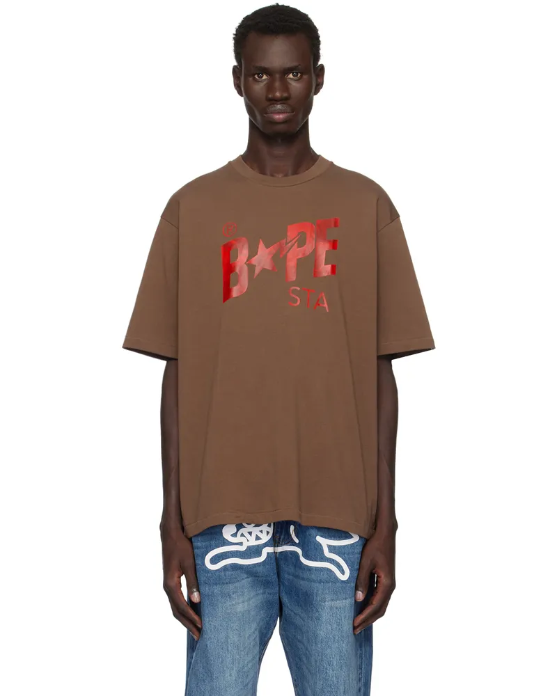 BAPE Brown Floral Solid Camo Bape Sta Logo T-shirt Brown