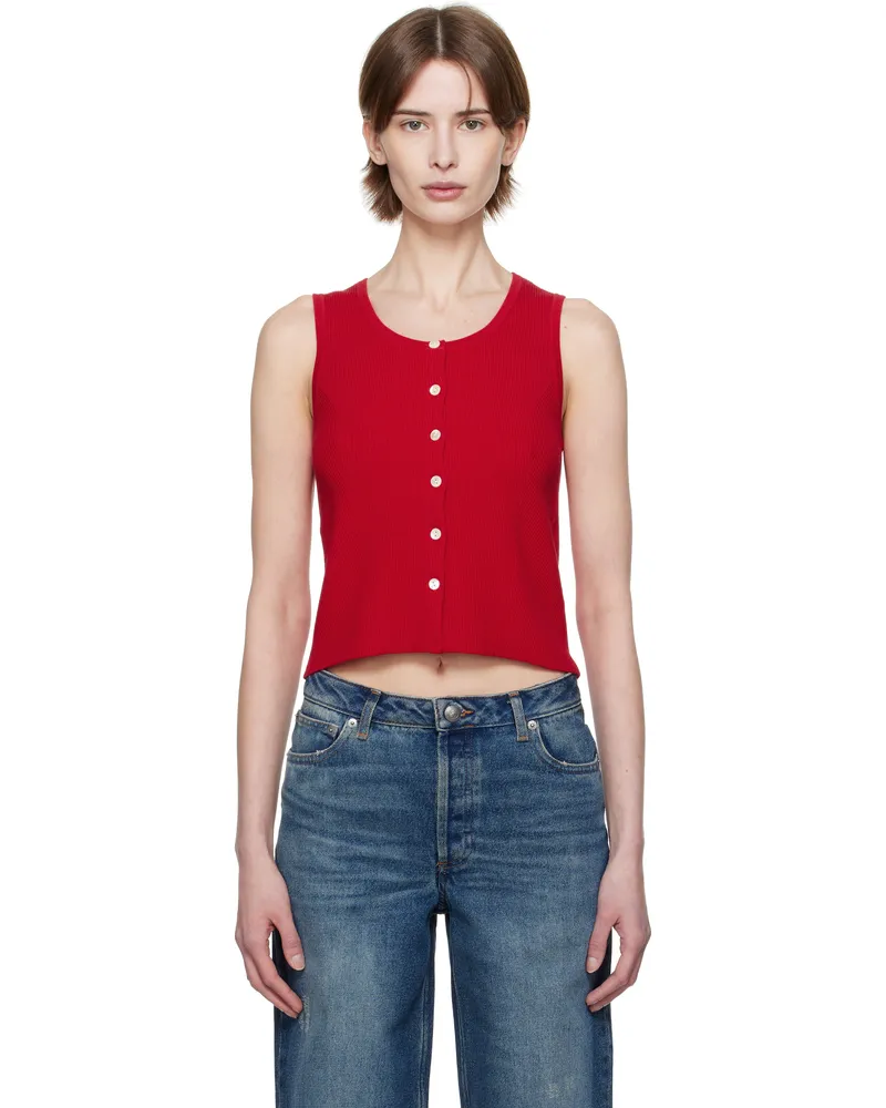 A.P.C. Red Buttoned Tank Top Gaa