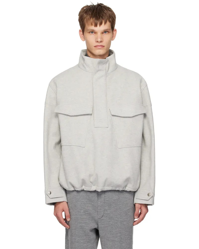 SOLID HOMME Gray Half-Zip Sweatshirt 708g