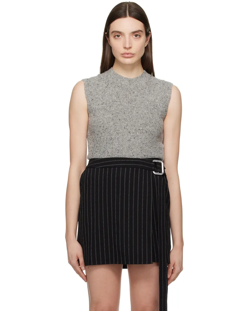 AMI Paris Gray Sleeveless Vest Heather