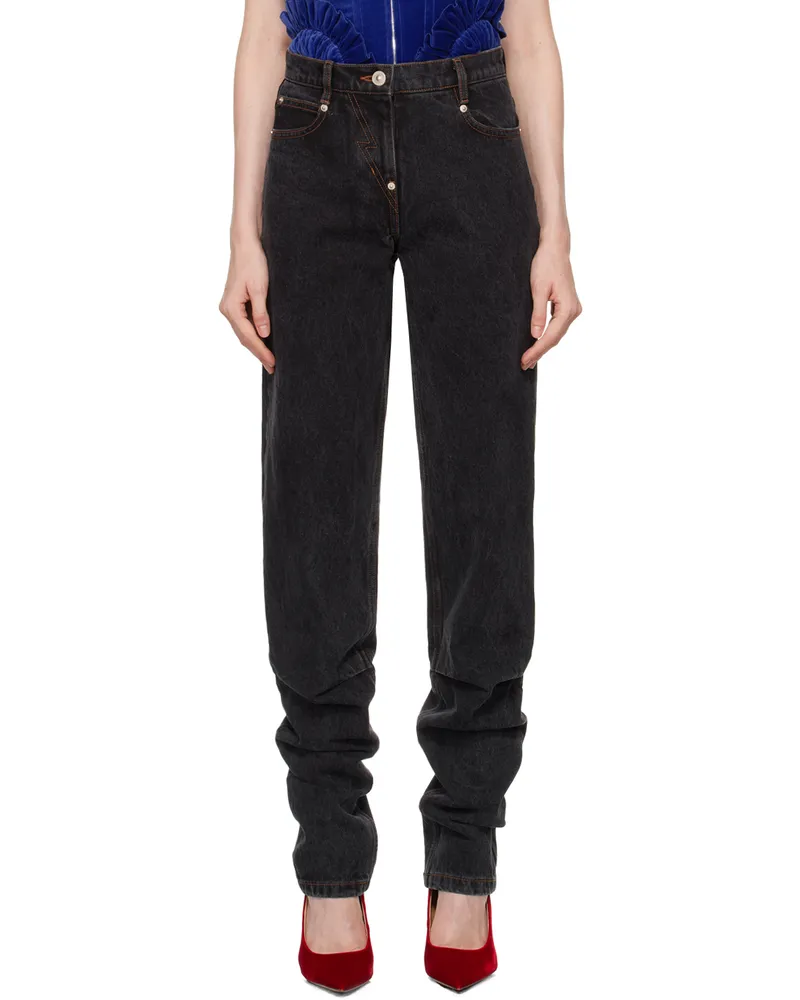 pushBUTTON Black Tuck Detail Pegged Jeans Black