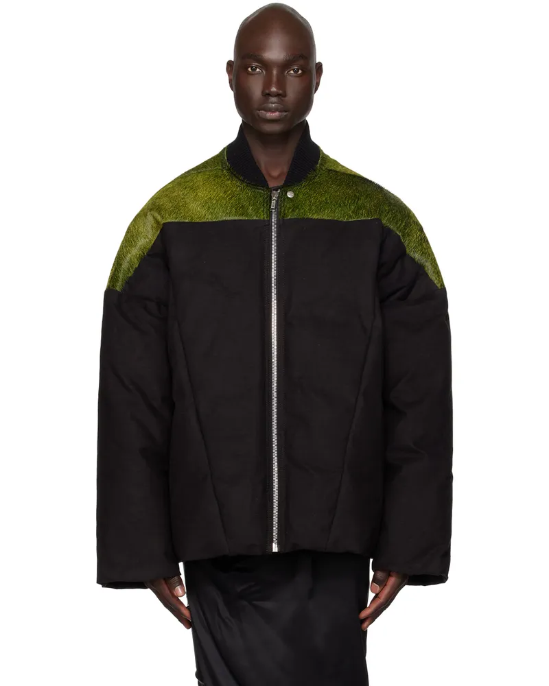 Rick Owens Black Flight Leather Down Jacket 5209