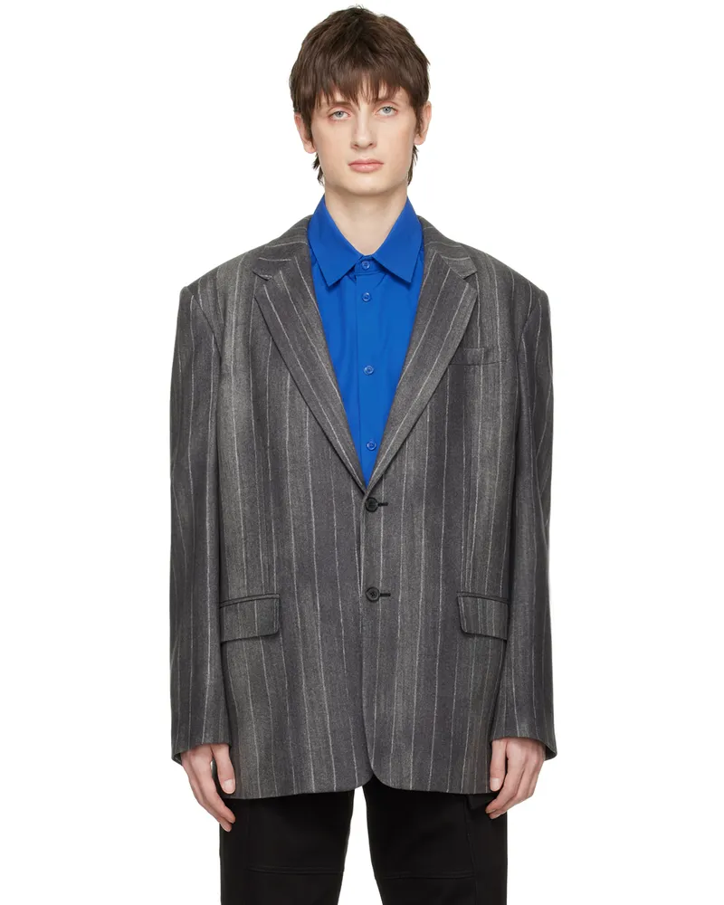 Versace Gray Pastel Pinstripe Blazer 5b040