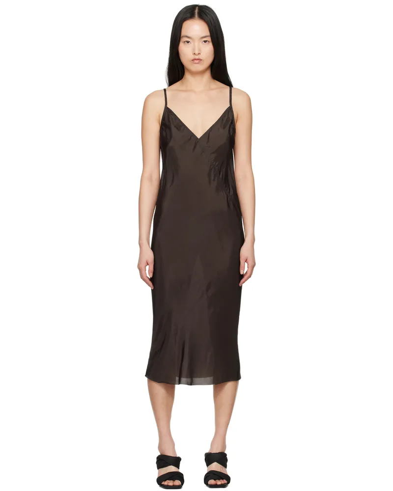 Rick Owens Brown Hollywood Slip Midi Dress 14