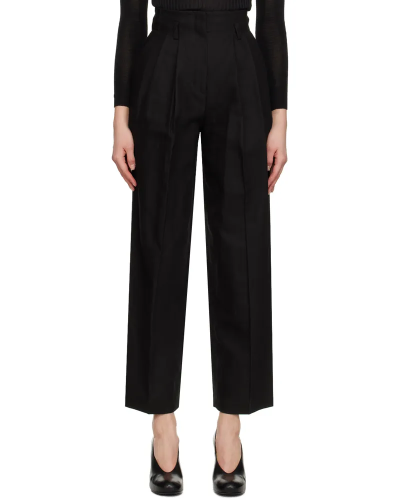 Mame Kurogouchi Black Wide-Leg Trousers Black
