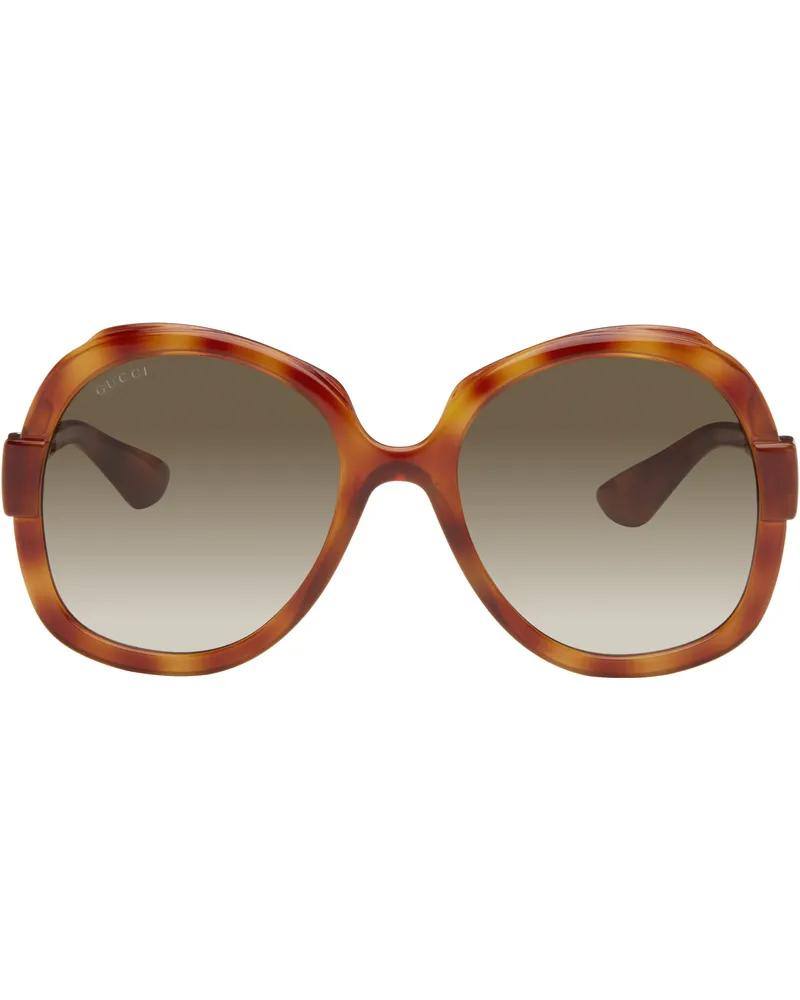 Gucci Brown Saint Tropez Tortoiseshell Oversized Sunglasses 002