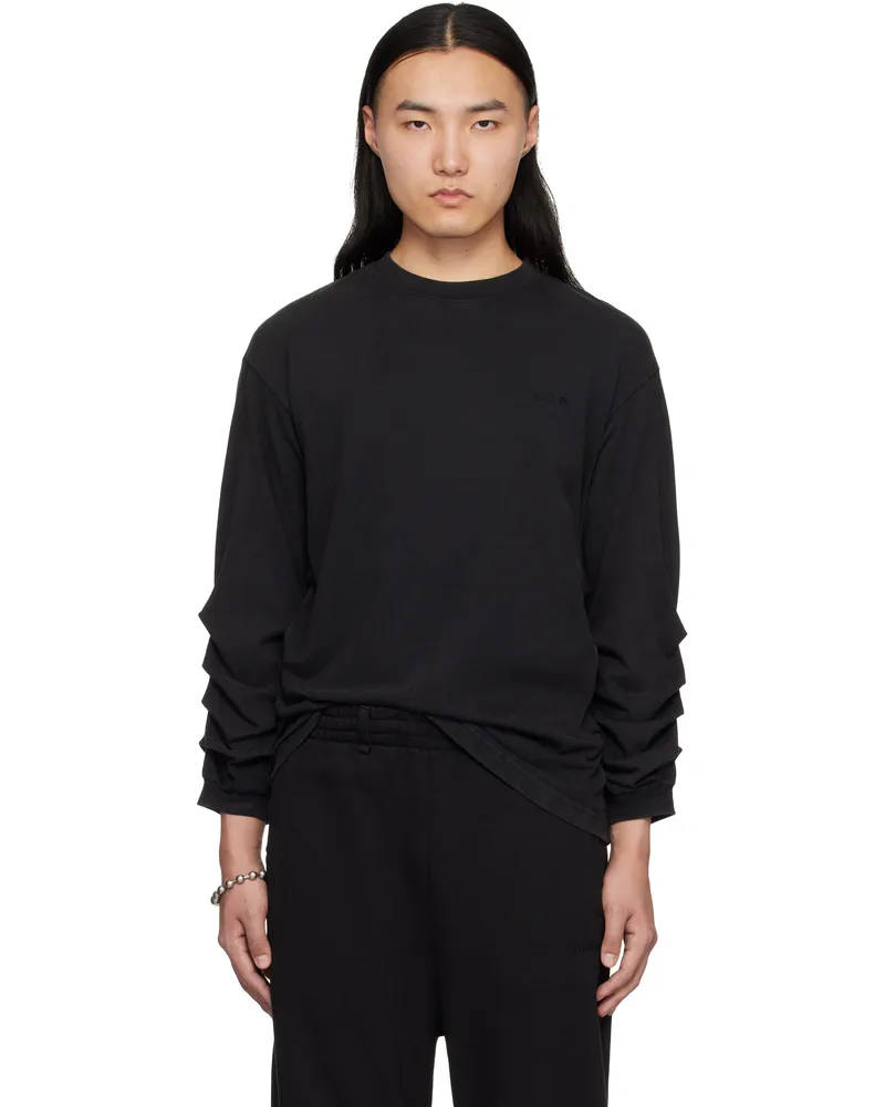 WE 11 DONE Black Wrinkled T-shirt
