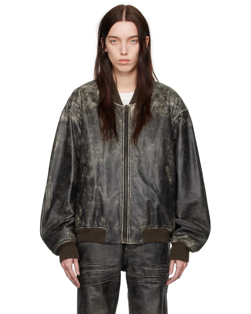 Acne Studios Black Faded Leather Jacket 900
