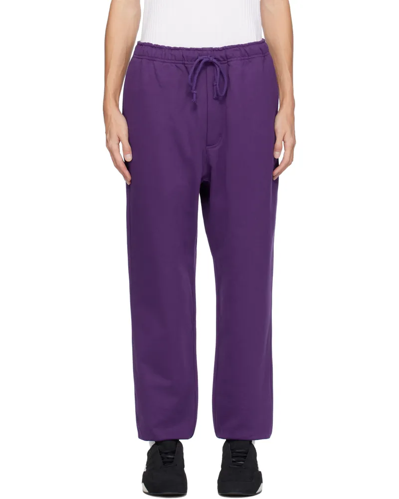 Y-3 Purple Front Logo Sweatpants Violet