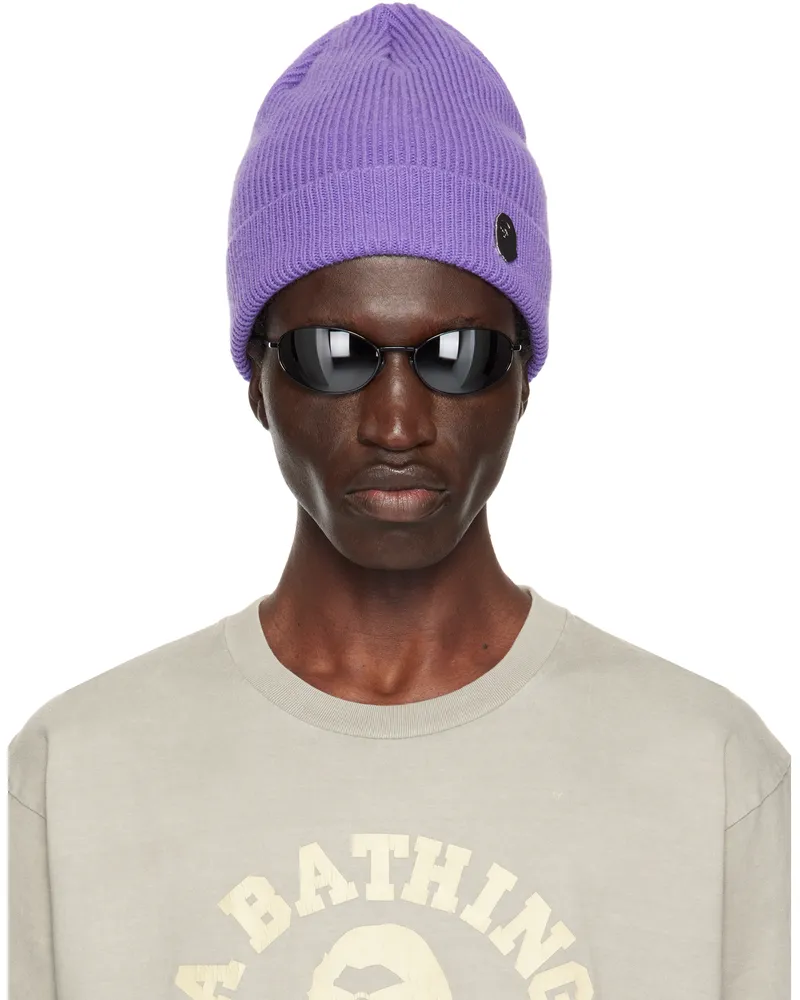 BAPE Purple One Point Knit Beanie Purple