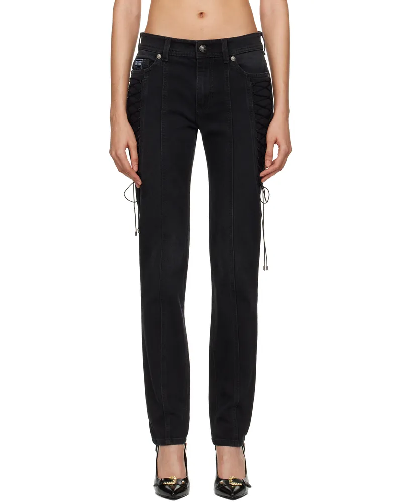 Versace Jeans Black Lace-Up Slim-Fit Jeans E909