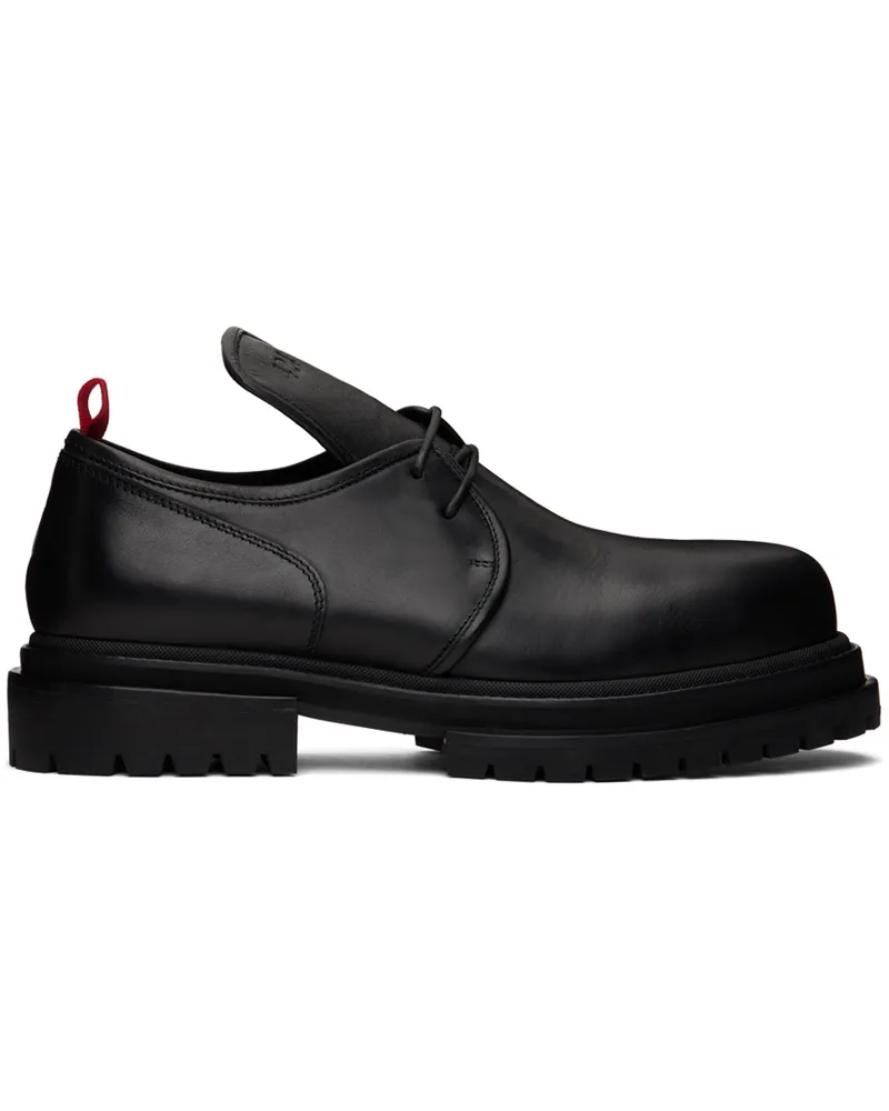 FourTwoFour on Fairfax Black Leather Derbys Black