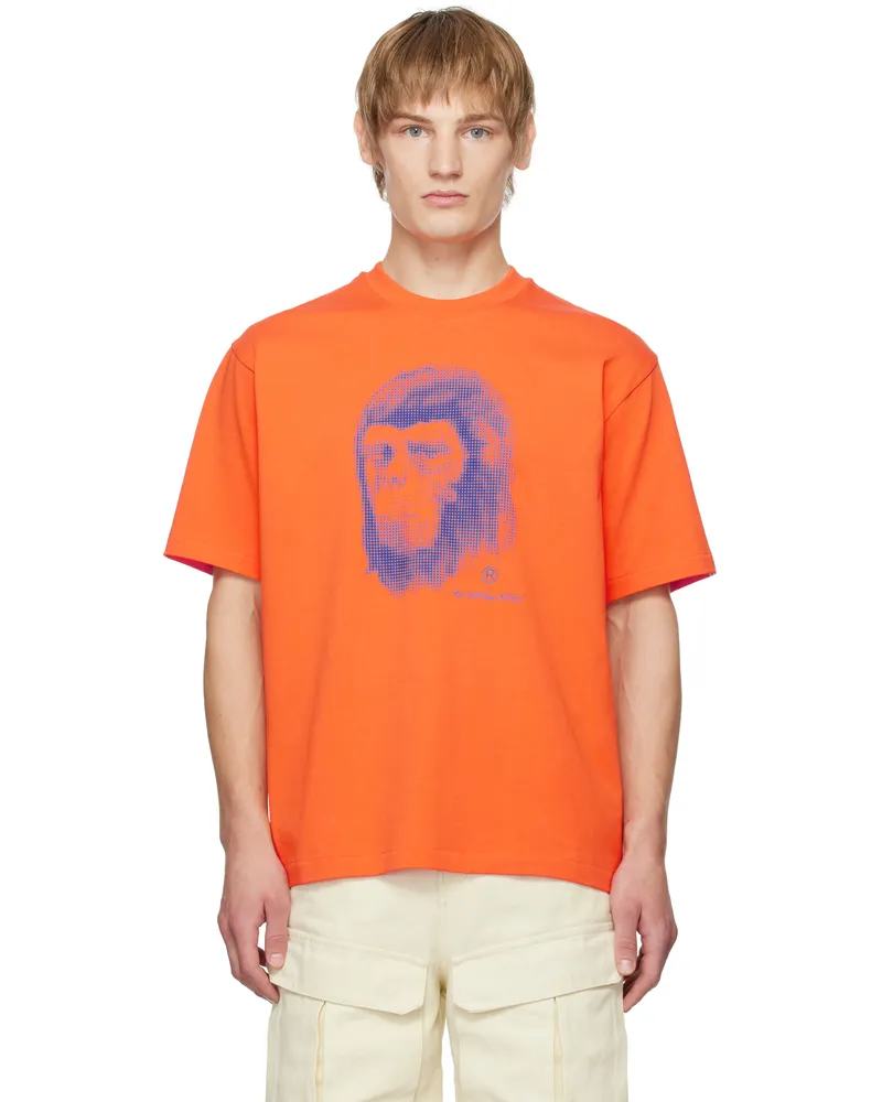 BAPE Orange Pixel Comic Ape Head T-shirt Orange