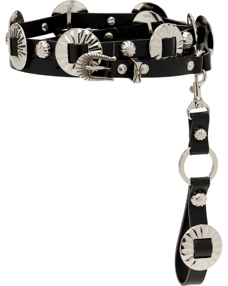 Toga Black Concho Narrow Belt 26