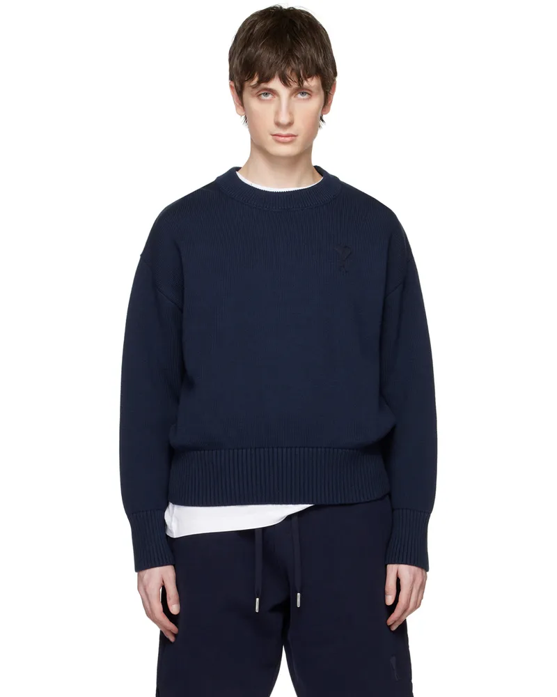 AMI Paris Navy Ami de Cœur Sweater Nautic