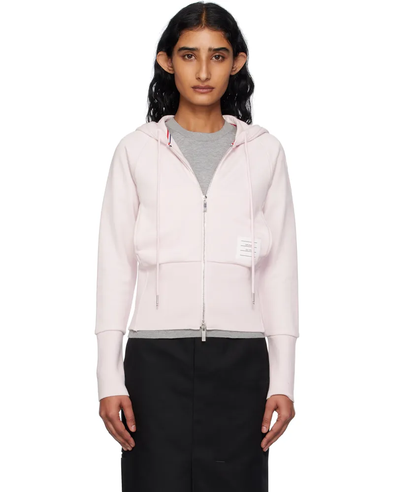 Thom Browne Pink Solid Loopback 4-Bar Zip Hoodie 680