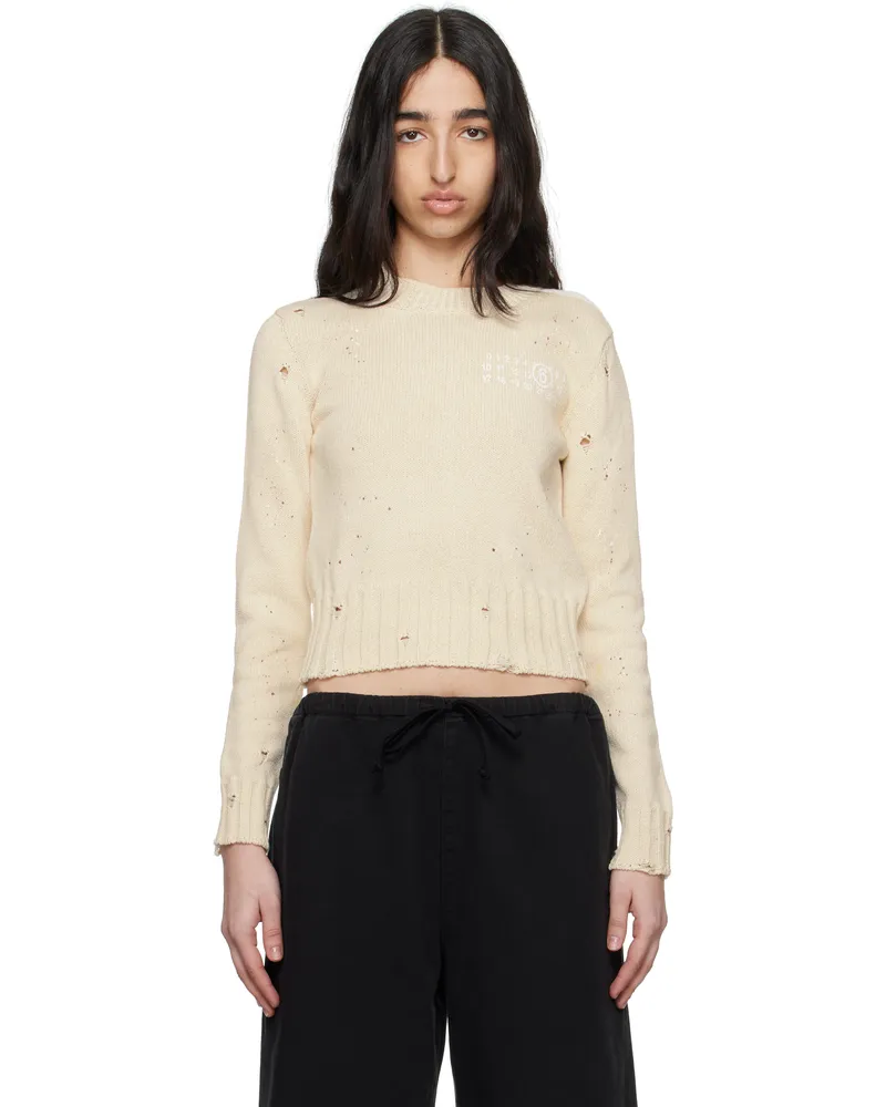 Maison Margiela Off-White Paint Residue Knit Sweater 102s