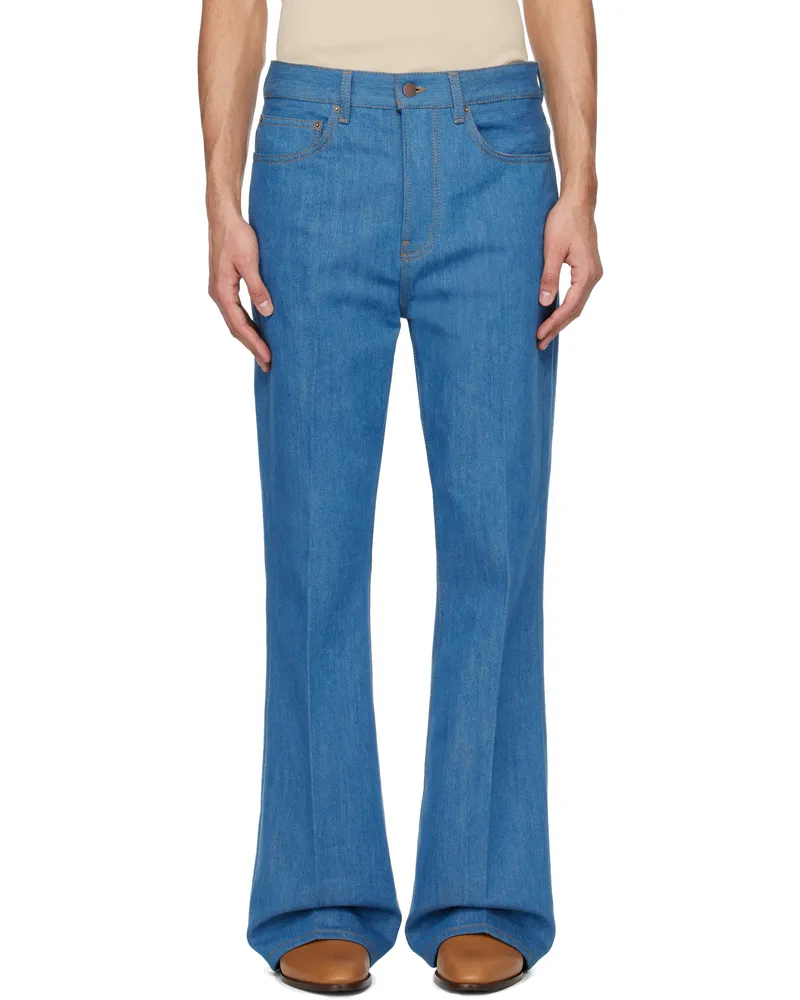 Amiri Blue Creased Flare Jeans Retro