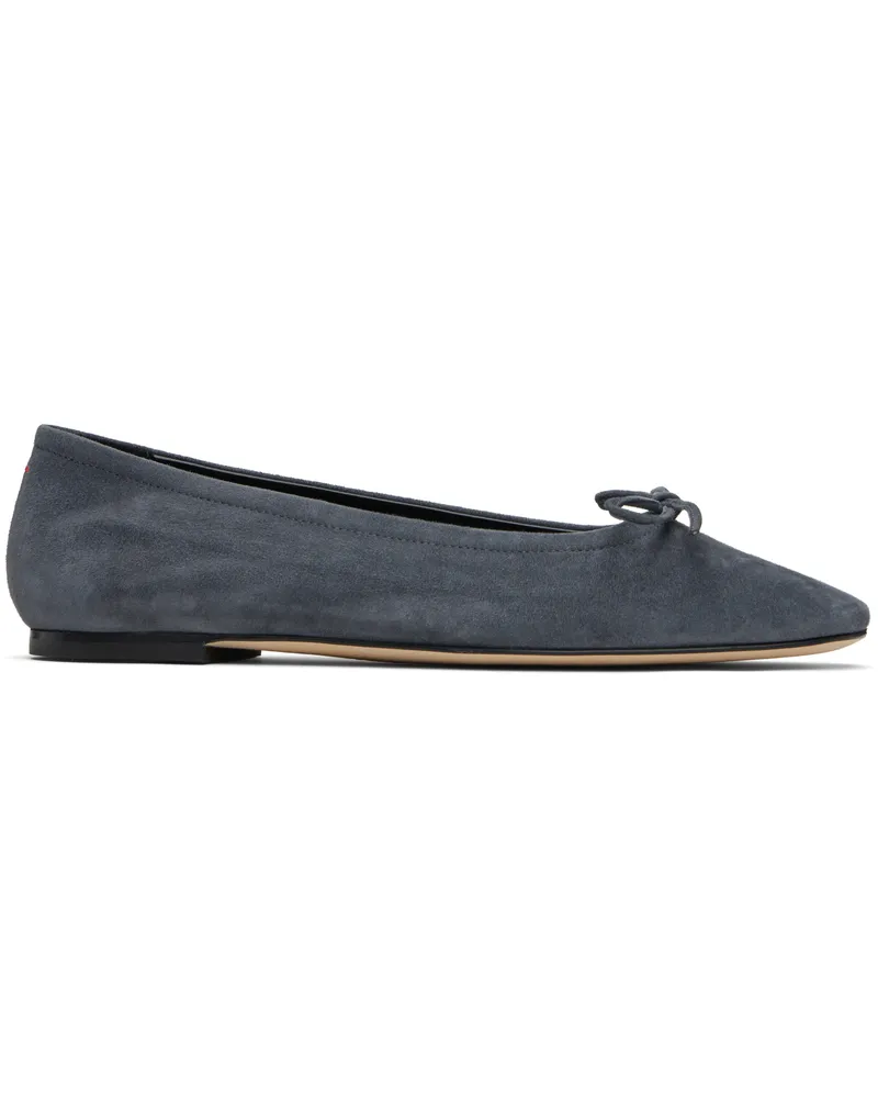aeyde Gray Delfina Suede Ballerina Flats Charcoal