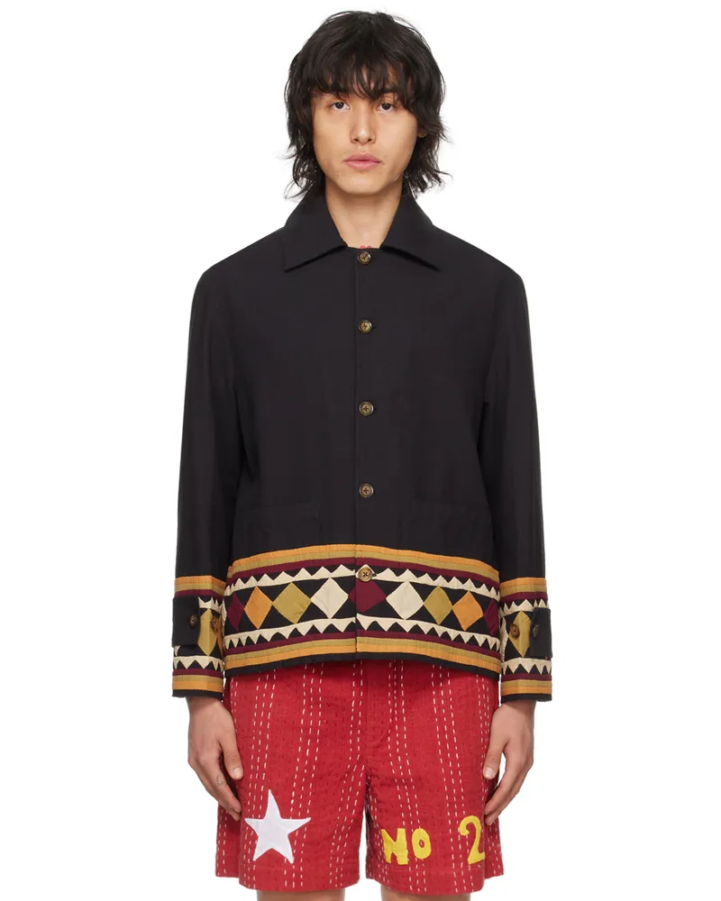 HARAGO Black Appliqué Jacket Black