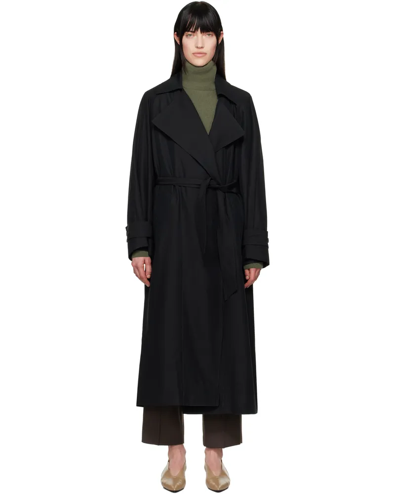 FRANKIE Shop Black Astoria Cut-Out Raglan Sleeve Trench Coat 100