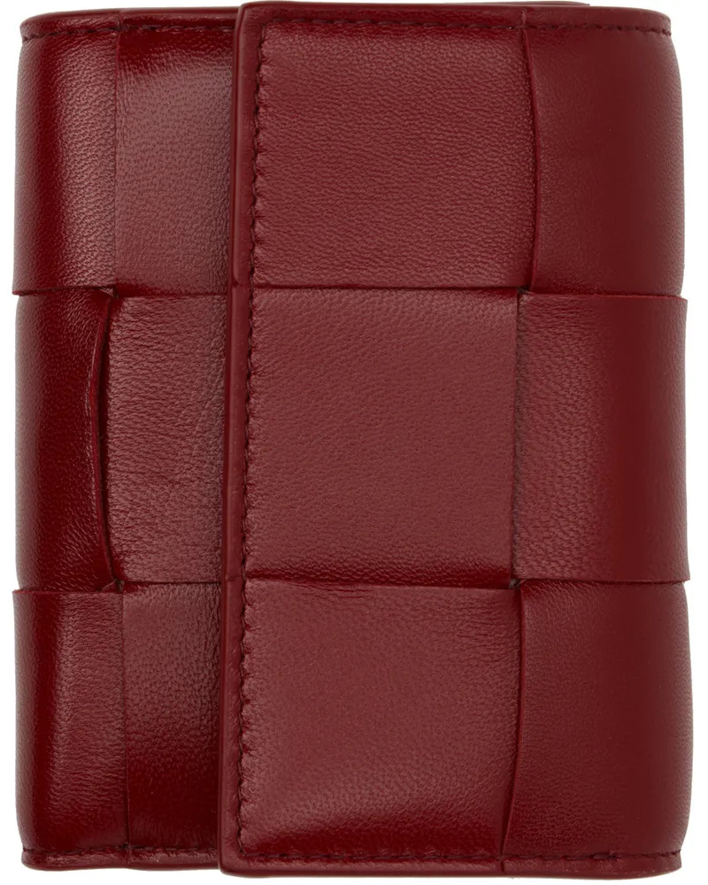 Bottega Veneta Red Cassette Tri-Fold Zip Wallet 6342