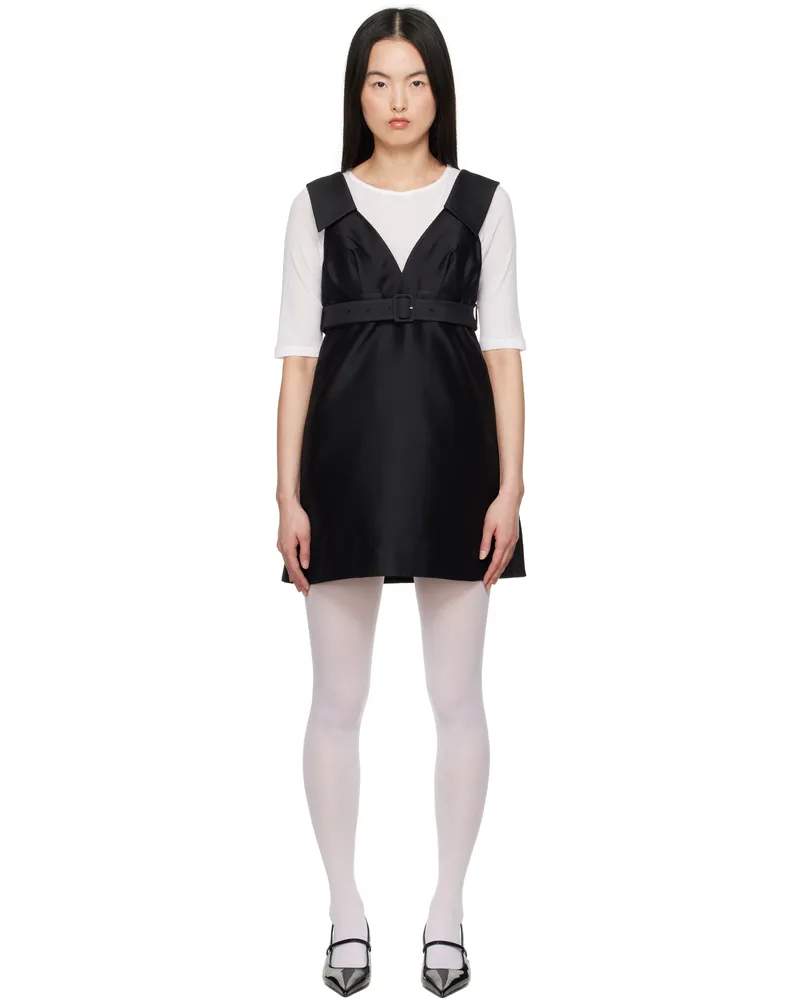 SHUSHU/TONG Black A-Line Lapel Minidress Ba100